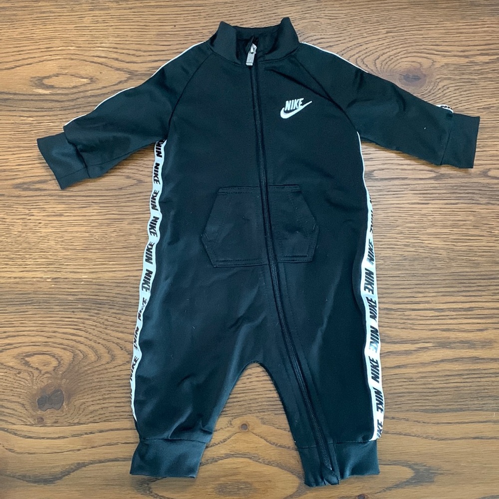 Nike black zip up onesie 3M